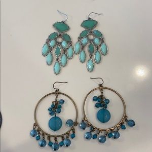 Turquoise droop/hoop earrings